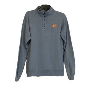 Women’s 1/4 Zip Sweatshirt Blue Long Sleeve Size Small Embroidered Bird